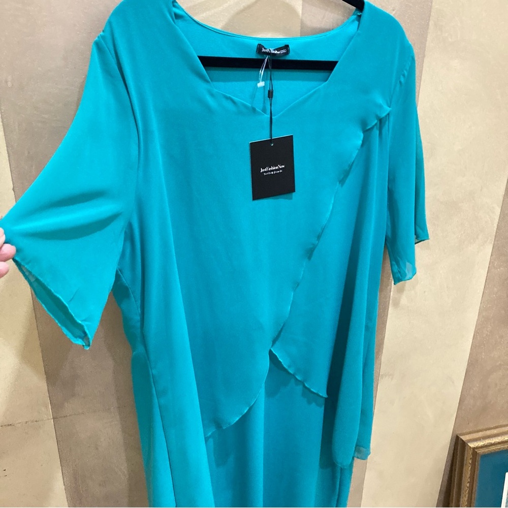 Elegant Green  Layered Dress-XL-NWT - Picture 5 of 7